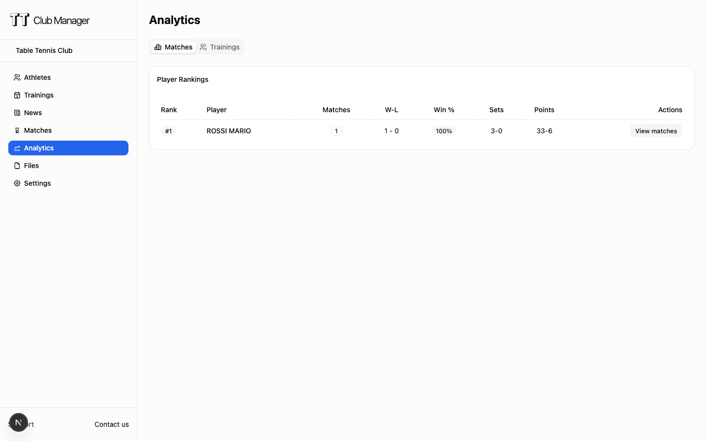 Data export and analytics dashboard